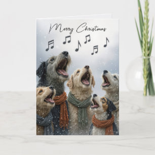 Christmas Caroling Dogs In Snowflakes Card