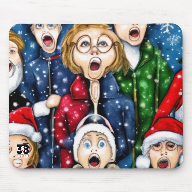 Christmas Caroling Mouse Mat (Front)