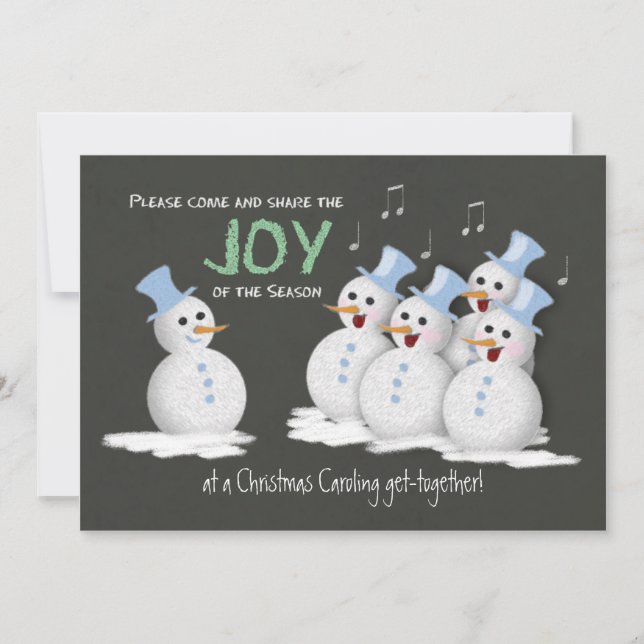 Christmas Caroling Party Singing Snowmen Joy Invitation (Front)