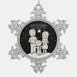 Christmas Caroling Snowflake Pewter Christmas Ornament