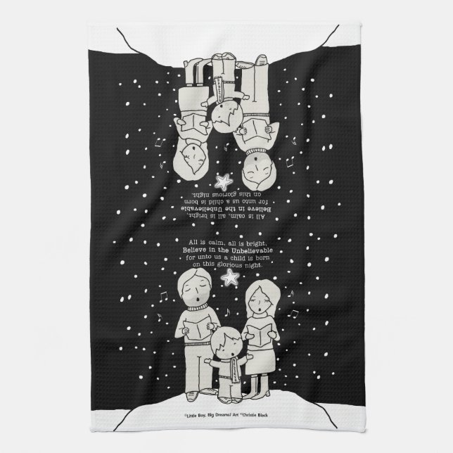 Christmas Caroling Tea Towel (Vertical)