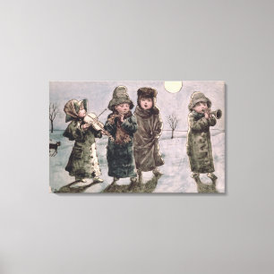 Christmas Caroling (w/c on paper) Canvas Print