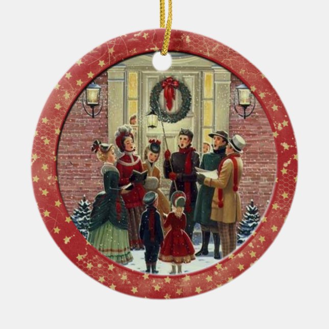 Christmas Carols Ceramic Tree Decoration (Front)