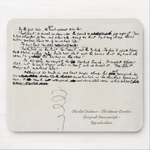 CHRISTMAS CAROLS CHARLES DICKENS MANUSCRIPT MOUSE MAT