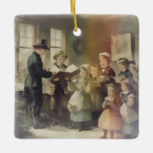 Christmas Carols from long past Ceramic Ornament (Front)
