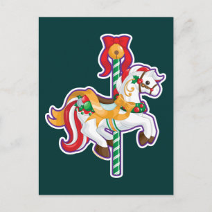 Christmas Carousel Holiday Postcard
