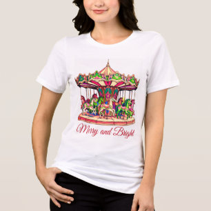 Christmas Carousel in Candy Stripes Tri-Blend Shirt