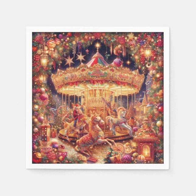 Christmas Carousel Joy' Paper Napkins!  Napkin (Front)