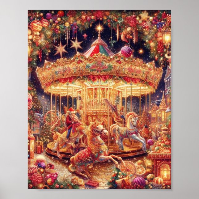 'Christmas Carousel Joy' Poster (Front)