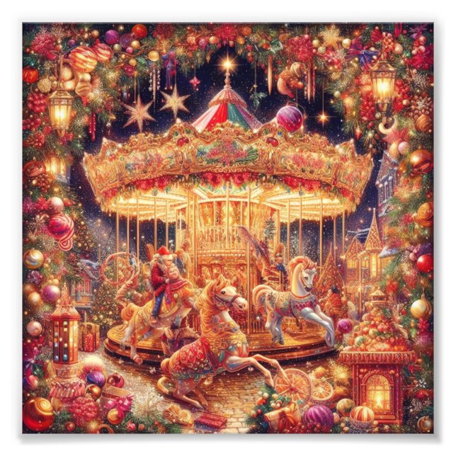 'Christmas Carousel Joy' Poster (Front)