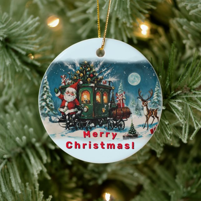Christmas Carriage - Santa's Delivery Wagon Ceramic Tree Decoration (Tree)