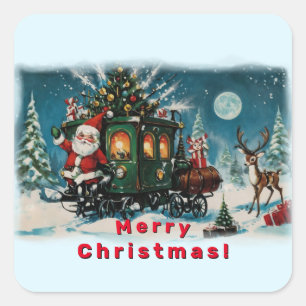 Christmas Carriage - Santa's Delivery Wagon Square Sticker