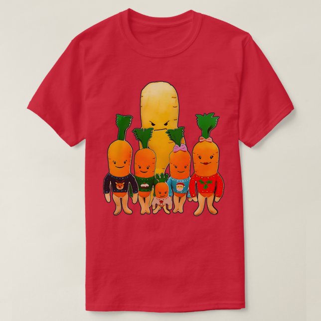 Christmas Carrot Family and Evil Parsnip  T-Shirt (Design Front)