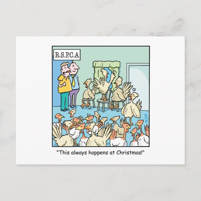Christmas Cartoon about Turkeys Holiday Postcard (Front)