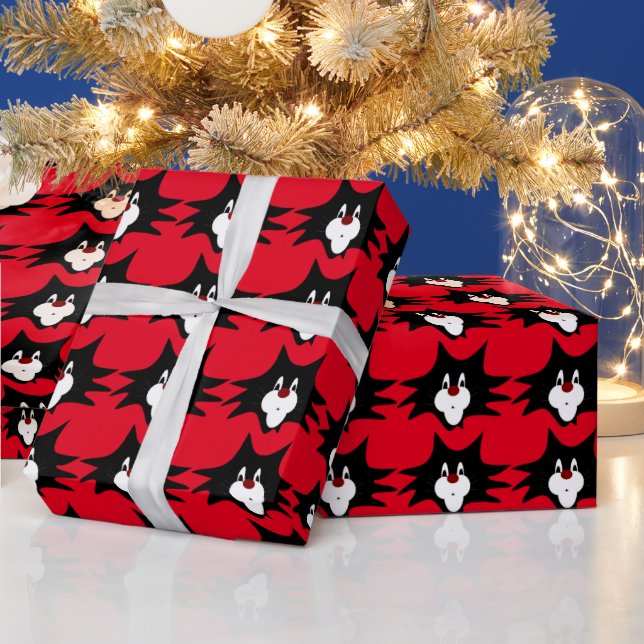 CHRISTMAS CARTOON CAT Wrapping Paper (Holidays)
