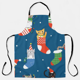 Christmas Cartoon Cats Cute Pattern Apron