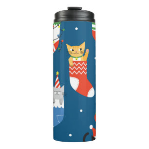 Christmas Cartoon Cats Cute Pattern Thermal Tumbler