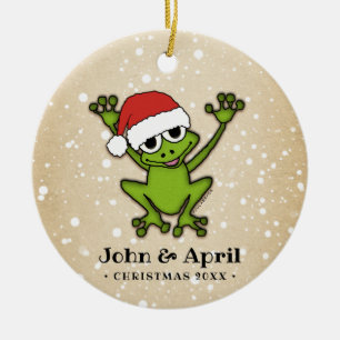 Christmas Cartoon Frog Ceramic Tree Decoration