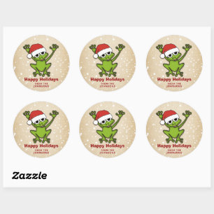 Christmas Cartoon Frog Classic Round Sticker