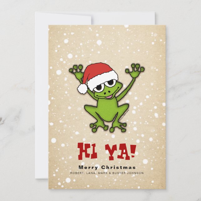 Christmas Cartoon Frog Holiday Card (Front)