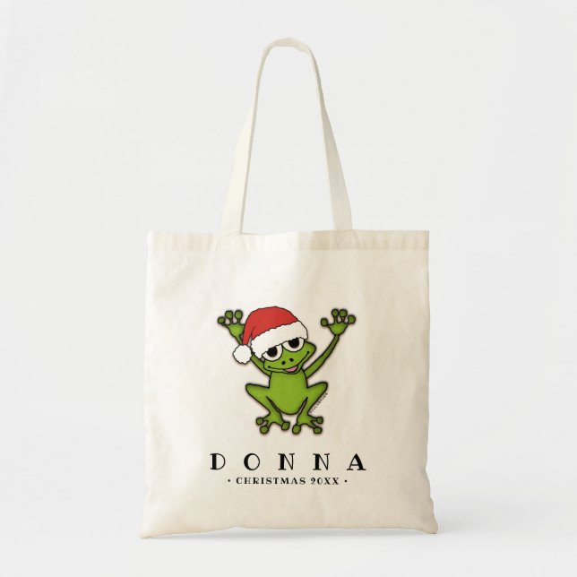 Christmas Cartoon Frog Tote Bag (Front)