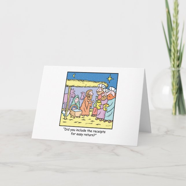 Christmas Cartoon Gift Receipts Holiday Card (Front)