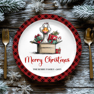 Christmas Cartoon Goose Humour Playful Party Plate