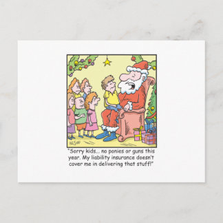Christmas Cartoon Insurance for Santa Claus Holiday Postcard