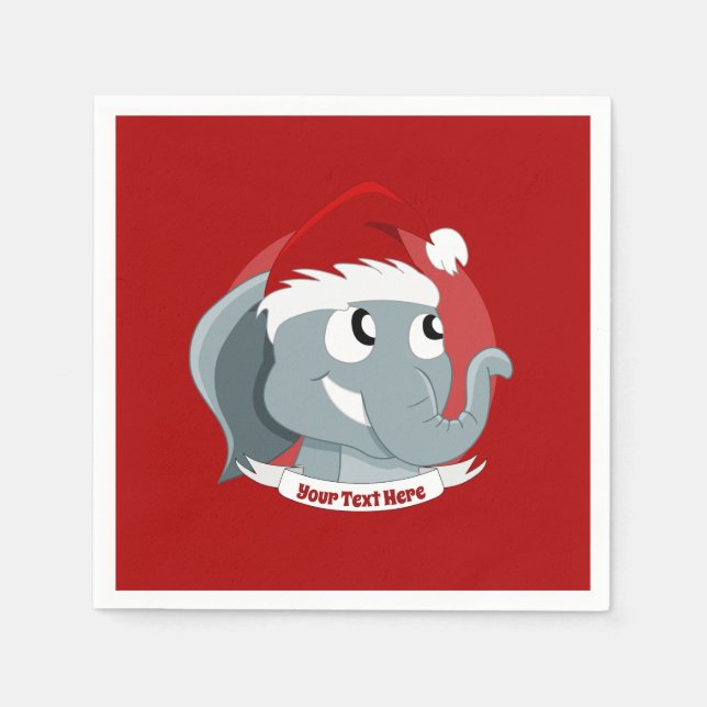 Christmas cartoon of cute elephant napkins (Front)