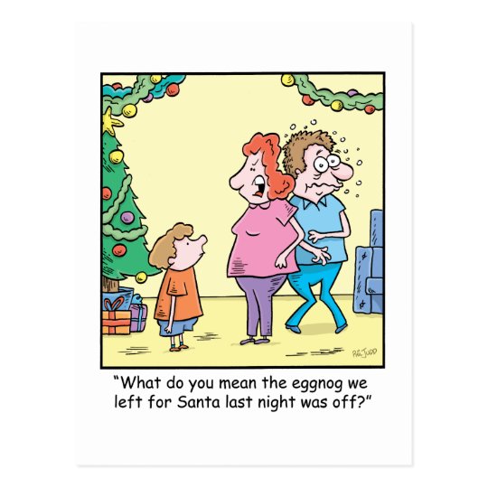 Christmas Cartoon Off Eggnog Postcard