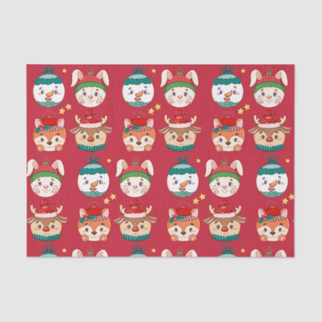 Christmas Cartoon Ornaments  Tissue Paper (Front)