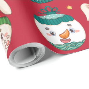 Christmas Cartoon Ornaments Wrapping Paper