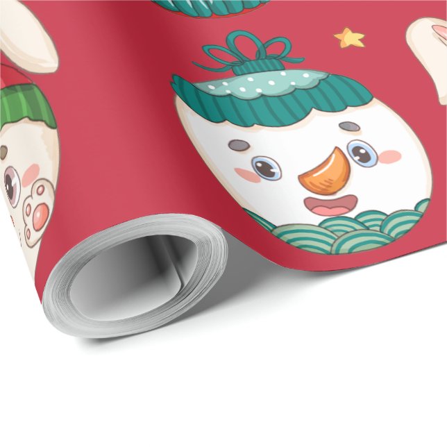 Christmas Cartoon Ornaments  Wrapping Paper (Roll Corner)