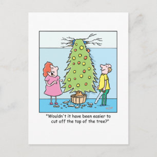 Christmas Cartoon Oversized Tree Holiday Postcard