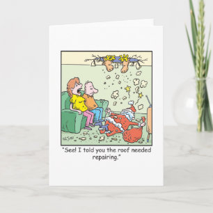 Christmas Cartoon Santa Drops By Holiday Card