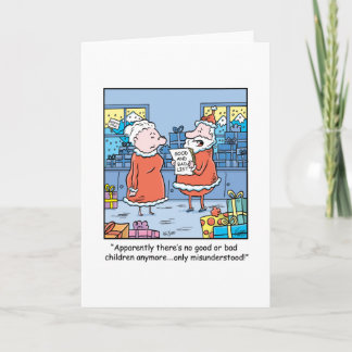 Christmas Cartoon Santas Good and Bad List Holiday Card