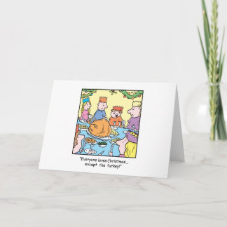 Christmas Cartoon Turkey Dinner Holiday Card