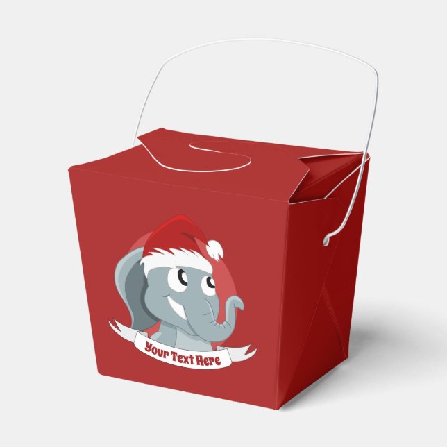 Christmas cartoon with a cute elephant favour box (Front Side)