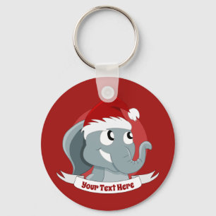 Christmas cartoon with a cute elephant keychain