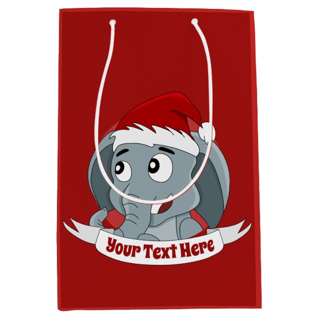 Christmas cartoon with a cute elephant medium gift medium gift bag (Front)