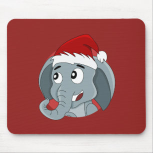 Christmas cartoon with a cute elephant mouse pad