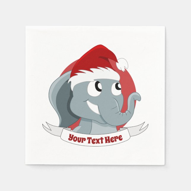 Christmas cartoon with a cute elephant napkins (Front)