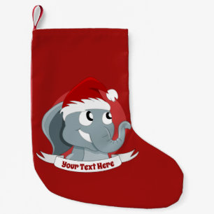 Christmas cartoon with a cute elephant small christmas stocking