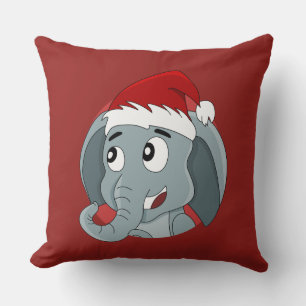 Christmas cartoon with a cute elephant throw pillo cushion