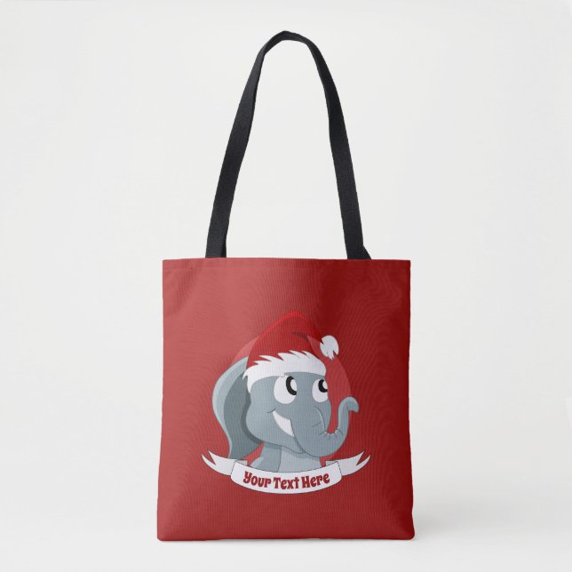 Christmas cartoon with a cute elephant tote bag (Front)