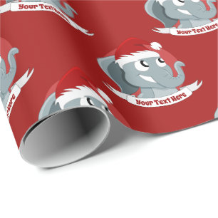 Christmas cartoon with a cute elephant wrapping paper
