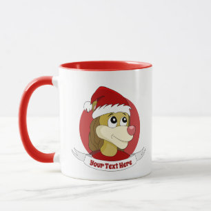 Christmas cartoon with a cute lion mug