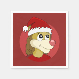 Christmas cartoon with a cute lion  napkins