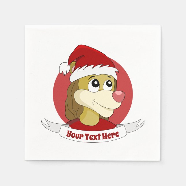 Christmas cartoon with a cute lion napkins (Front)