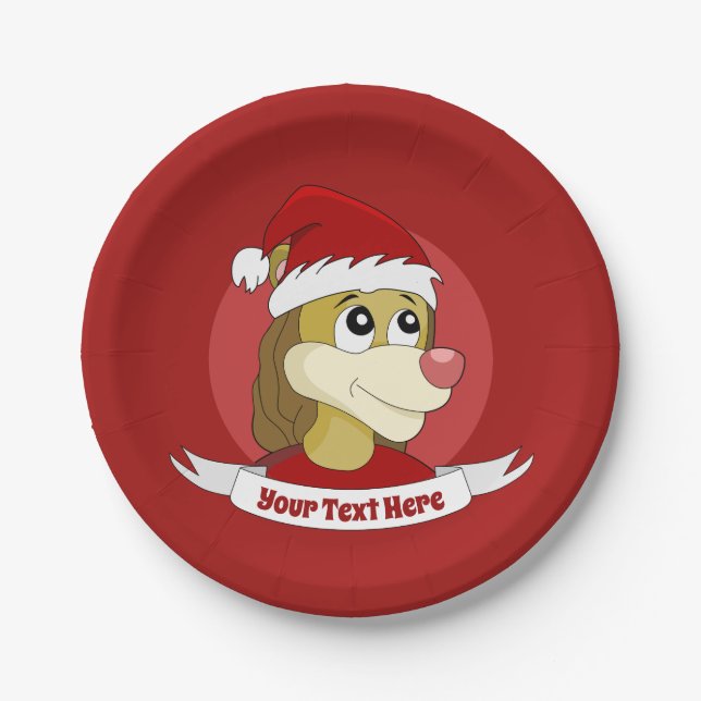 Christmas cartoon with a cute lion paper plates (Front)